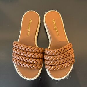 Gianvito Rossi Tan Braided Leather Slide Sandals - Women